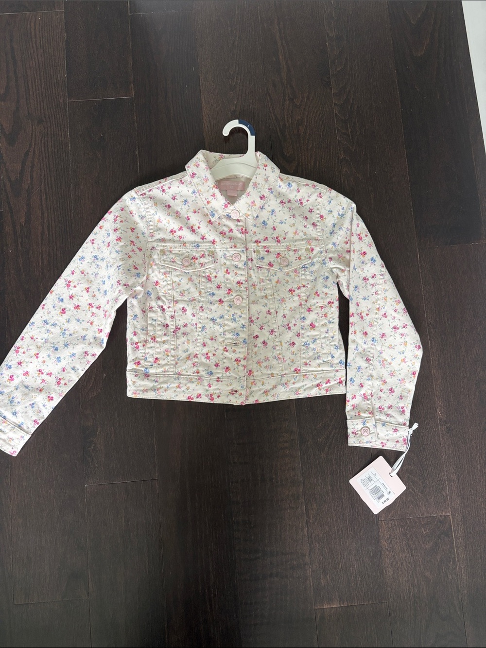 NWT LoveShackFancy x Target Girls Cream Floral Denim Jacket size Large